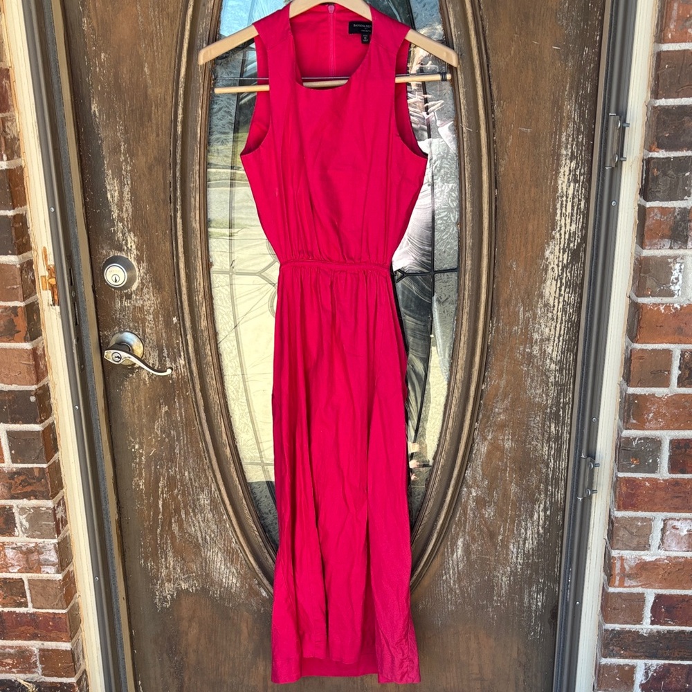 Banana Republic Back Out Linen Blend midi Dress! 0